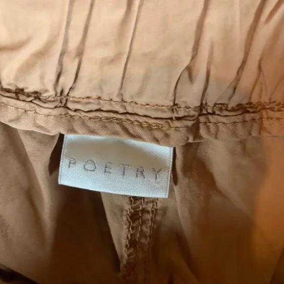 Poetry Women's Elastic Waist Brown Drawstring Trouser Pants 100% Cotton‎ Size 6 - Picture 5 of 9
